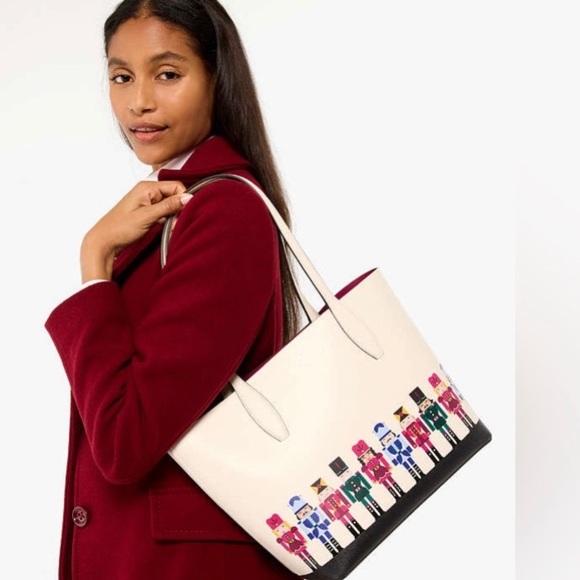 ♠️💕🎄Kate Spade Oh What Fun Nutcracker Leather Tote with Holiday Wristlet 🎁 - Picture 3 of 8